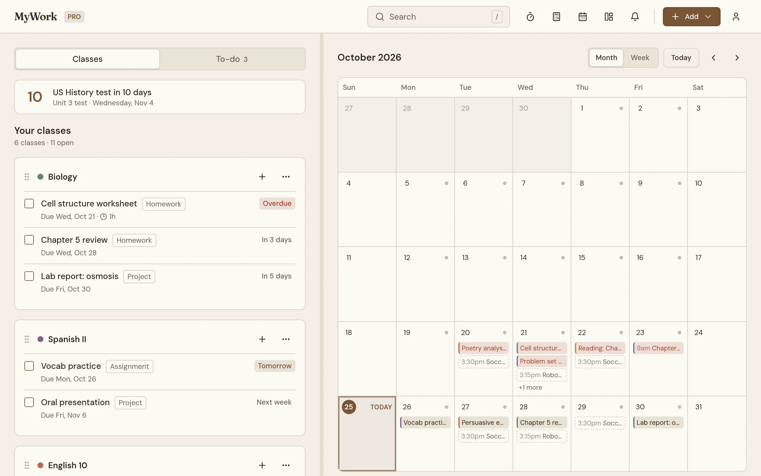 MyWork — Homework Tracker